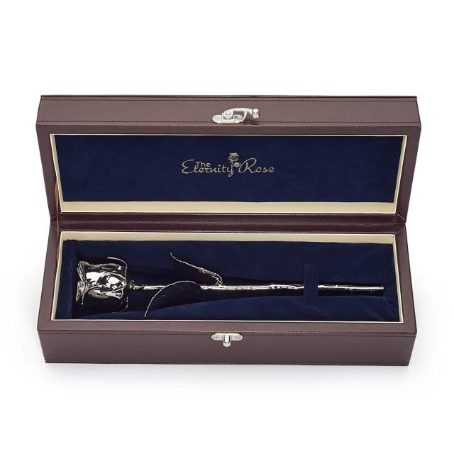 Geschenk zum 20. Hochzeitstag. Platingetauchte Rose